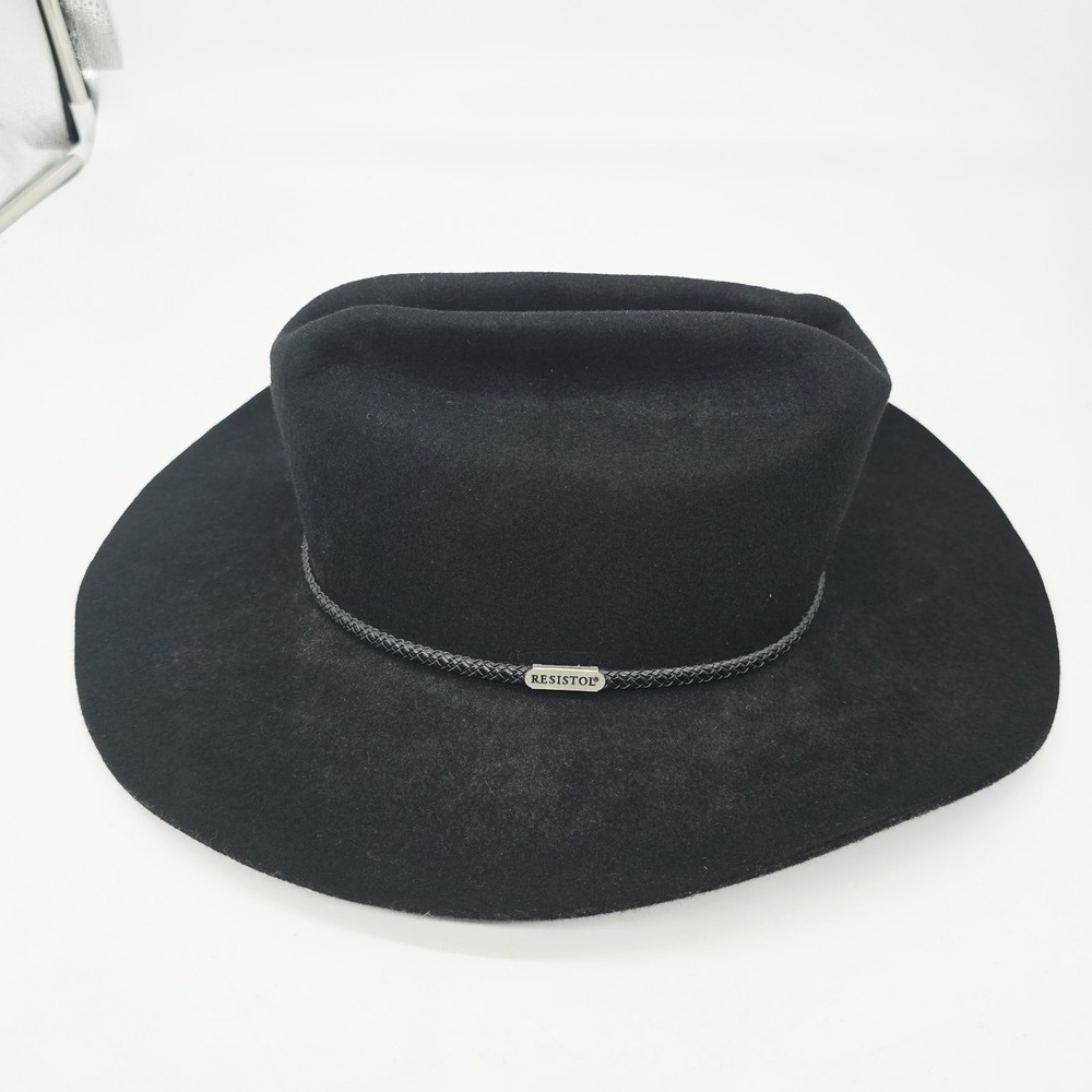 Resistol Cowboy Hat Size 7 1/2 Western XX Premium Wool Black Self Conforming - Picture 2 of 11